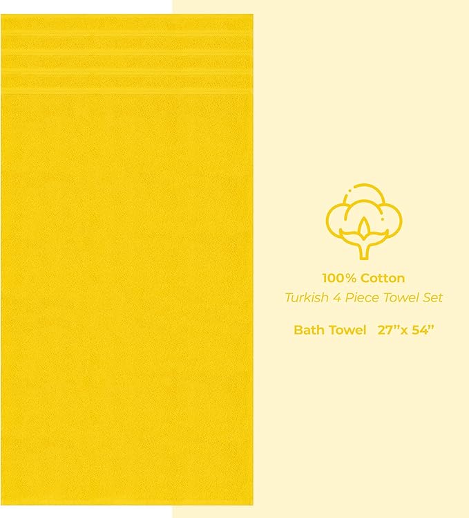American Soft Linen Luxury 4 Piece Bath Towel Set, 600 GSM 100% Cotton Turkish - Image 5