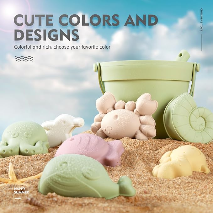 MarcZero 11Pcs Silicone Beach Toys, Modern Baby Beach Toys, Travel Friendly - Image 4