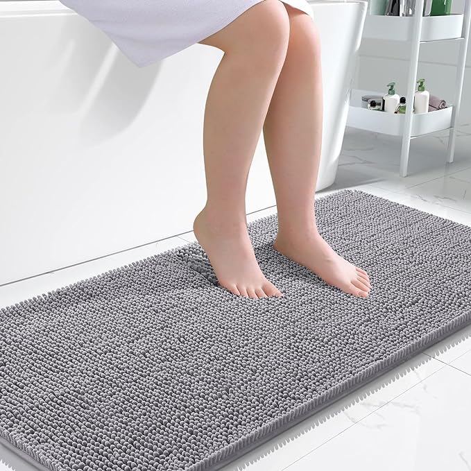 OLANLY Bathroom Rugs 47x24, Extra Soft Absorbent Chenille Bath Rugs, Rubber by OLANLY
