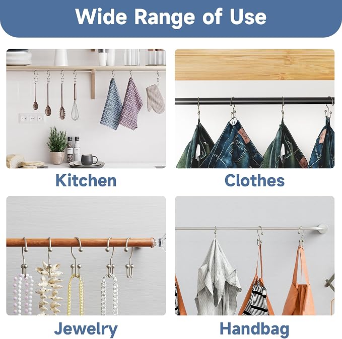 Titanker Shower Curtain Hooks Matte Nickel, Minimalist Simple Double Glide - Image 5