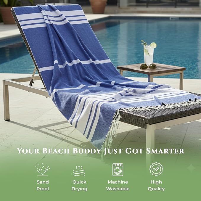 Turkish Cotton Beach Towel Pack of 4 & 1 Boho Tote Bag - Image 3