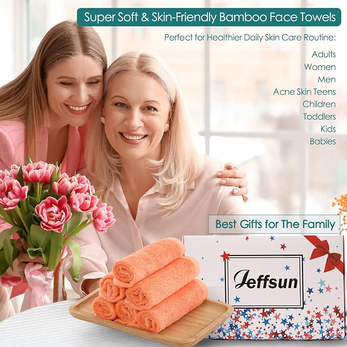 Face Towels 6 Pack, Extra Large 13x13 inch Orange Wash Cloths - Image 5