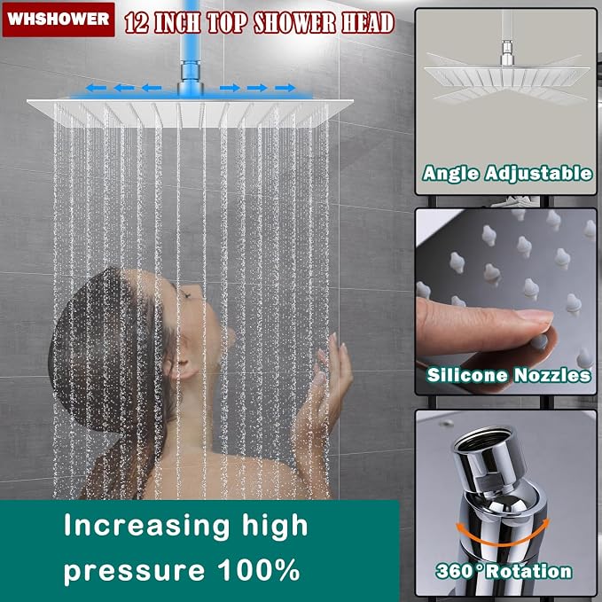 Triple Shower Head Shower System Chrome Full Body Shower System - Image 3