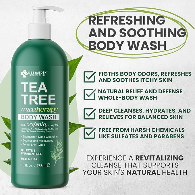 Tea Tree Body Wash MaxTherapy, Itchy Skin Relief Soap, Soothes Jock Itch - Image 4