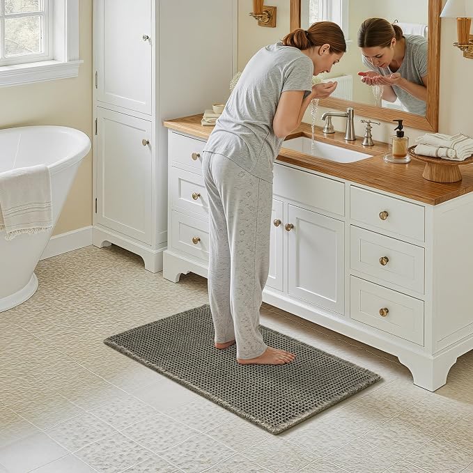 GRANNY SAYS Waffle Bath Mat 16" x 24", Boho Bathroom Rugs Non Slip Washable - Image 7