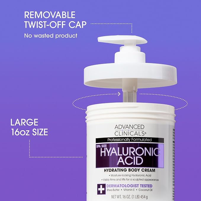 Advanced Clinicals Hyaluronic Acid Moisturizer Body Cream | Hydrating Cream & - Image 3