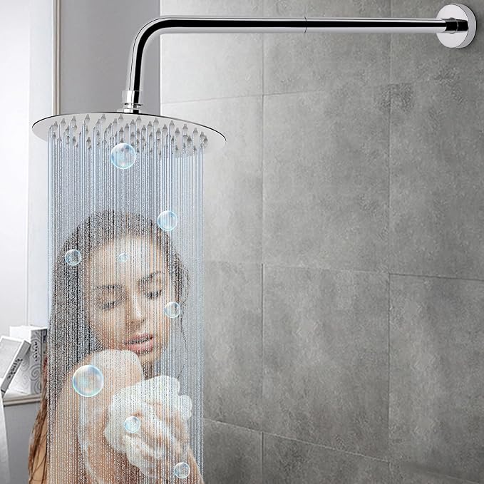 HarJue Shower Arm with Flange and Teflon Tape, Wall Mounted Shower Pipe 304 - Image 5