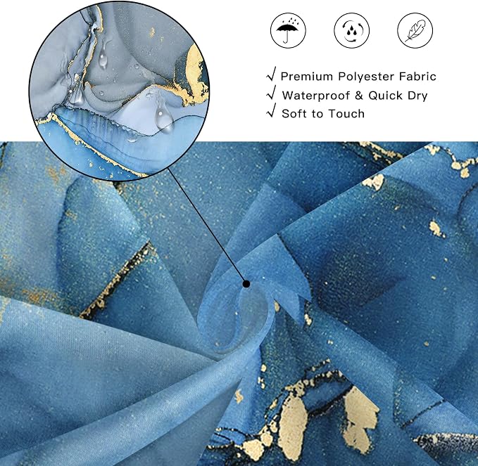 Blue Marble Shower Curtain 60x72, Modern Abstract Fabric Shower Curtains - Image 4