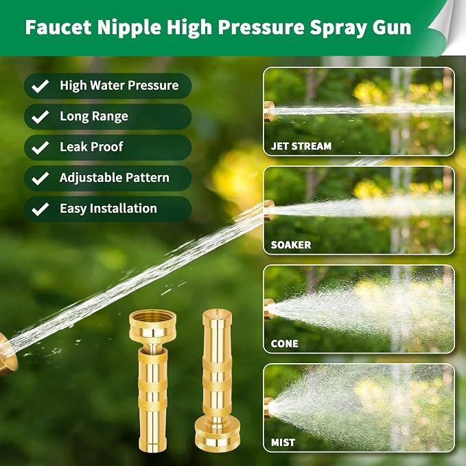 AUTOMAN Brass Hose Nozzle – High Pressure Jet Nozzles 3 Pack, Heavy Duty Sprayer - Image 3