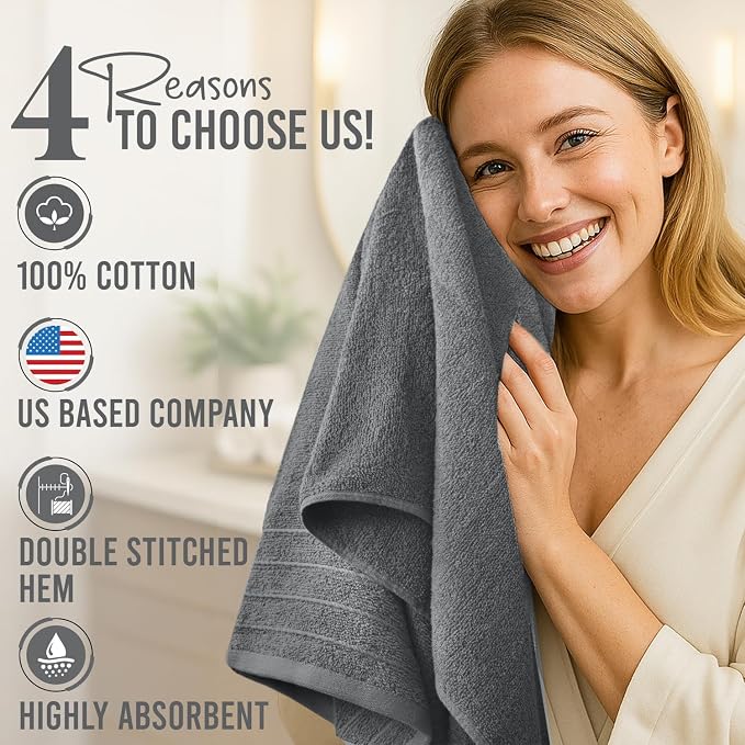 DAN River Extra Large Bath Towels Set of 4, 30 x 60 Inches - Image 5