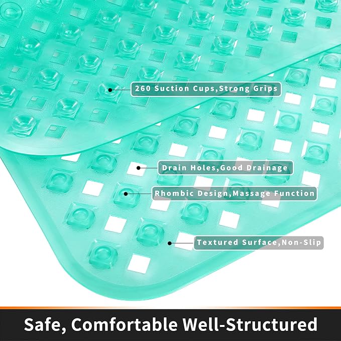 Yimobra Non Slip Bath Mat, Super Strong Suction Cups, 34.5"x15.5"Long Tub Mat - Image 7