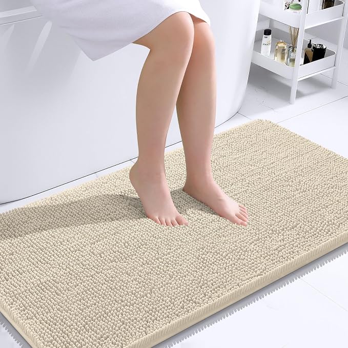 OLANLY Bathroom Rugs 44x24, Extra Soft Absorbent Chenille Bath Rugs, Rubber by OLANLY
