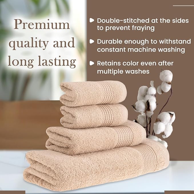 HALLEY Turkish Cotton Towels 1 Bath Towel 1 Hand Towel 2 Washcloths, Super Soft - Image 5