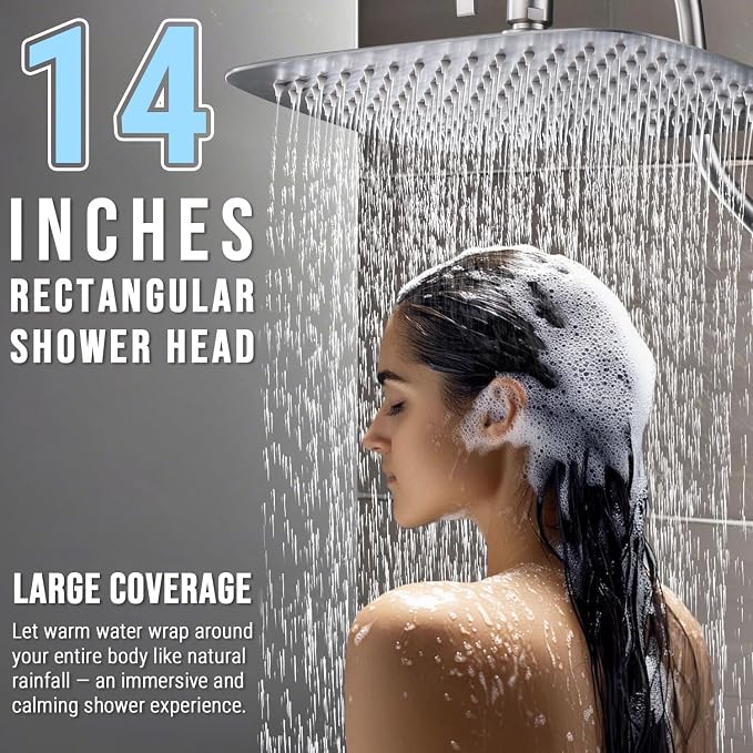 G-Promise 14 Inches Shower faucet Sets Complete, All Metal Rainfall Shower Head - Image 2