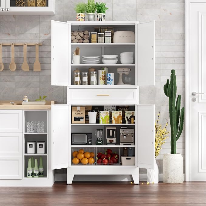 71" Tall Farmhouse Pantry Cabinet, Metal Cabinet - Image 2