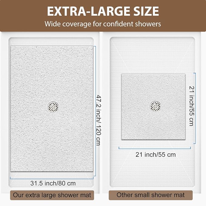 Shower Mat Non Slip: 47.2 x 31.5 Inch Extra Large Shower Mats - Image 2