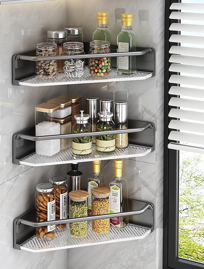 Corner Shower Caddy, 4 Pack Adhesive Bathroom Shelves，Acrylic Shower Shelf Rack - Image 9