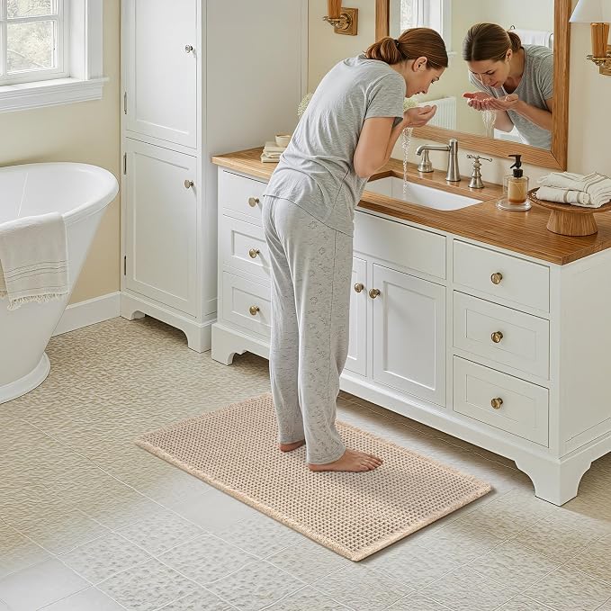GRANNY SAYS Waffle Bath Mat 16" x 24", Boho Bathroom Rugs Non Slip Washable - Image 7
