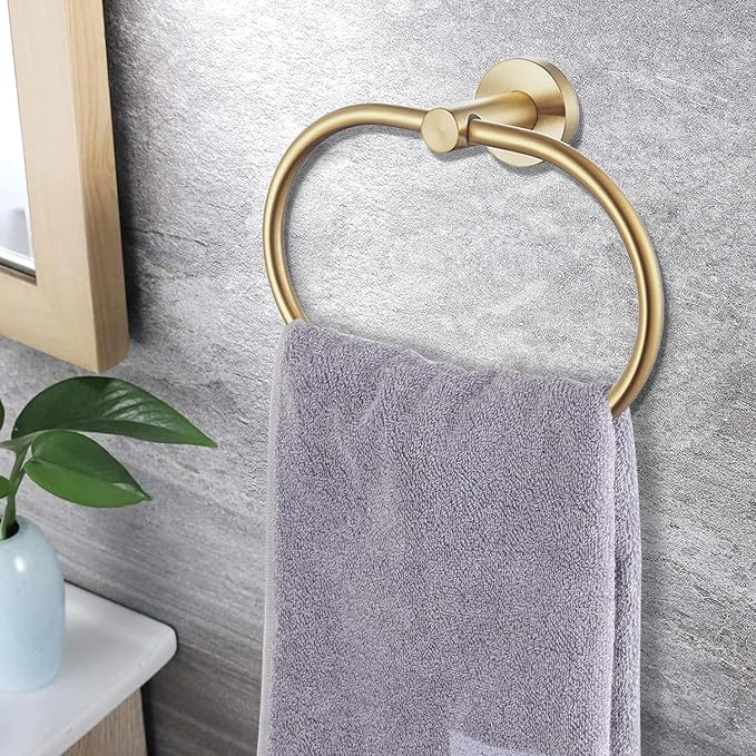 Brushed Gold Bathroom Accessories Set, 7 Pieces Gold Towel Bar Bathroom - Image 4