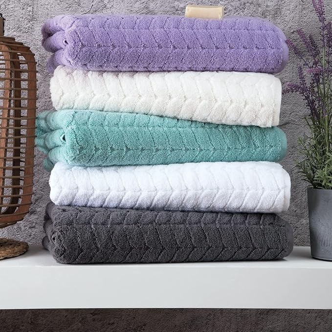 BAGNO MILANO Turkish Bath Towels, Soft Plush Jacquard Luxury Bath Towels - Image 2