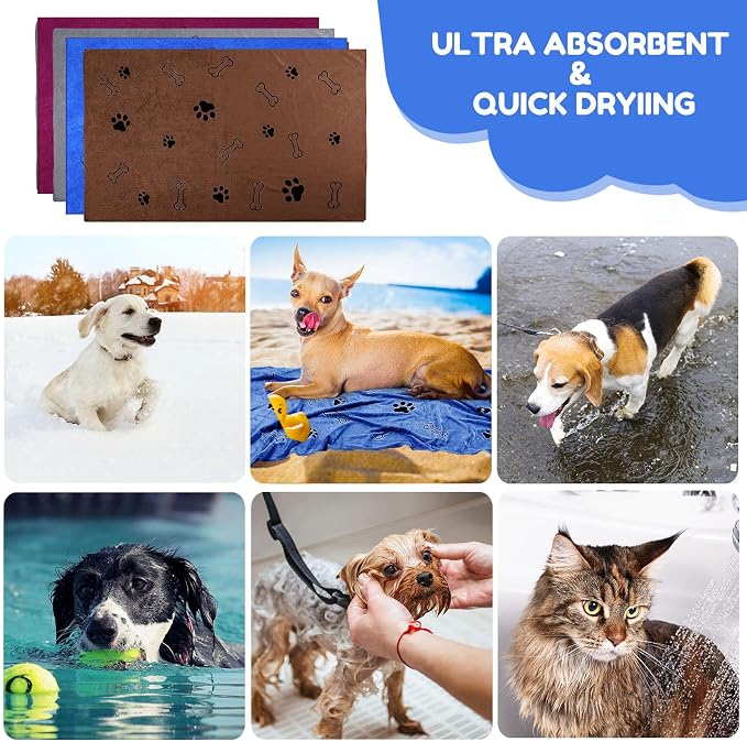 Chumia 4 Pcs Dog Towels for Drying Dog Puppy Bulk Microfiber Absorbent Paw - Image 6