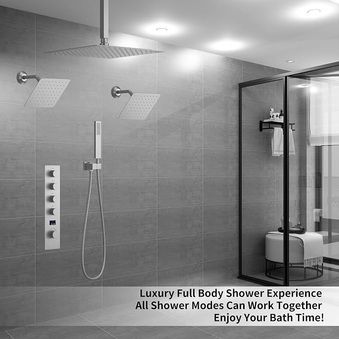 Digital Display Shower Fixtures Brushed Nickel Shower System - Image 2