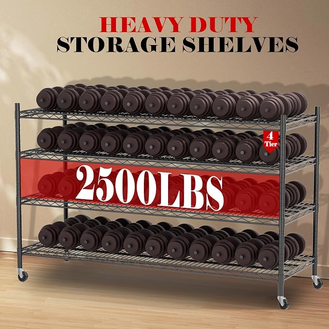 2560LBS Storage Shelves 59"W Metal Shelving Unit 4 Tier Wire Shelving - Image 6