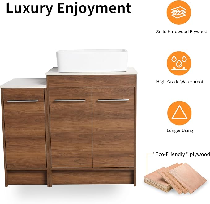 36 Inch Bathroom Vanity with Sink, Mordern Bathroom Vanity, Single Sink - Image 7