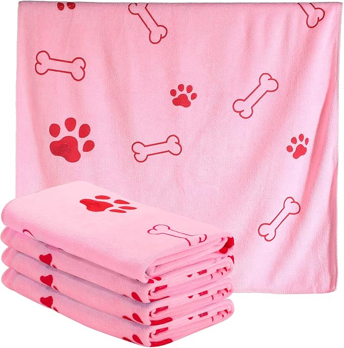 Chumia 4 Pcs Dog Towels for Drying Dog Puppy Bulk Microfiber Absorbent Paw by Chumia