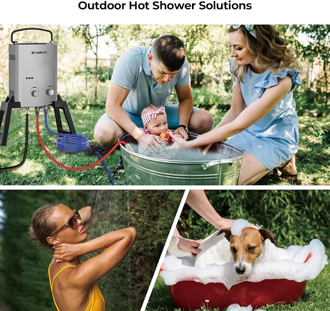 CAMPLUX 1.32 GPM Portable Outdoor Tankless Water Heater Propane Instant Hot - Image 2