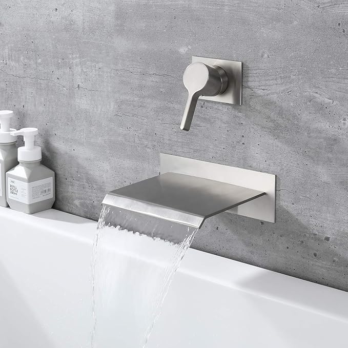 sumerain Waterfall Wall Mount Tub Filler Brushed Nickel - Image 4