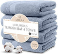 MAURA Light Blue Extra Large Turkish Cotton Luxury Bath Towels Set of 4. by MAURA
