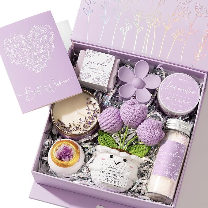 Spa Gifts for Women Bath Gift Set, Lavender Relaxing Spa Gift Baskets Home Bath by MAYICIVO