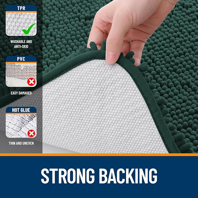 OLANLY Bathroom Rugs 47x20, Extra Soft Absorbent Chenille Bath Rugs, Rubber - Image 6