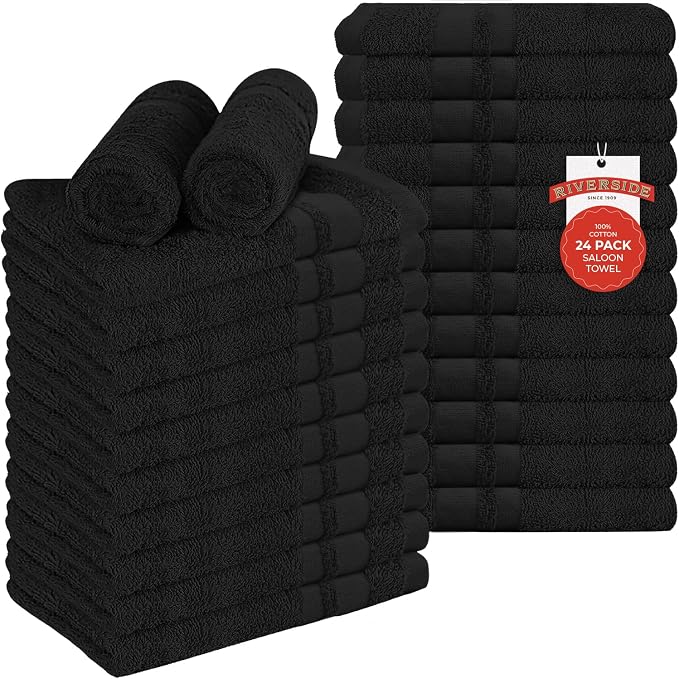 RIVERSIDE Pack of 24 Salon Towels Set – 16 x 26 Inches, 100% Ring Spun Cotton by RIVERSIDE