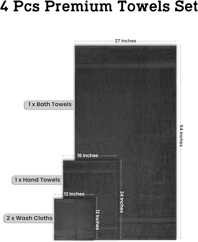 Casa Lino 100% Cotton Bath Towels Set of 4 - Image 3