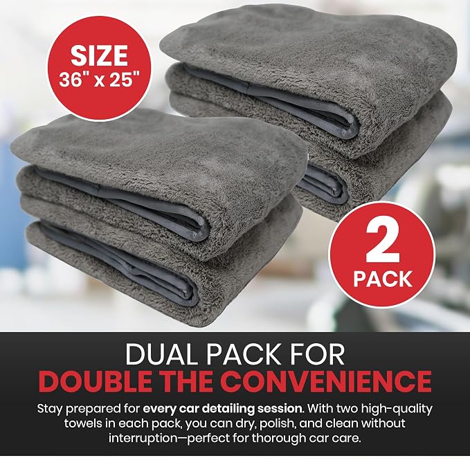 Platinum Microfiber Towels for Cars Extra Large Towel Set of 2 Drying Towels - Image 2