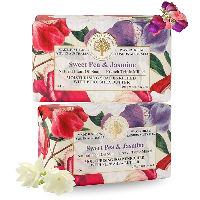 Wavertree & London Sweet Pea & Jasmine Scented Natural Soap, 7oz Moisturizing by AustralianNaturalSoap