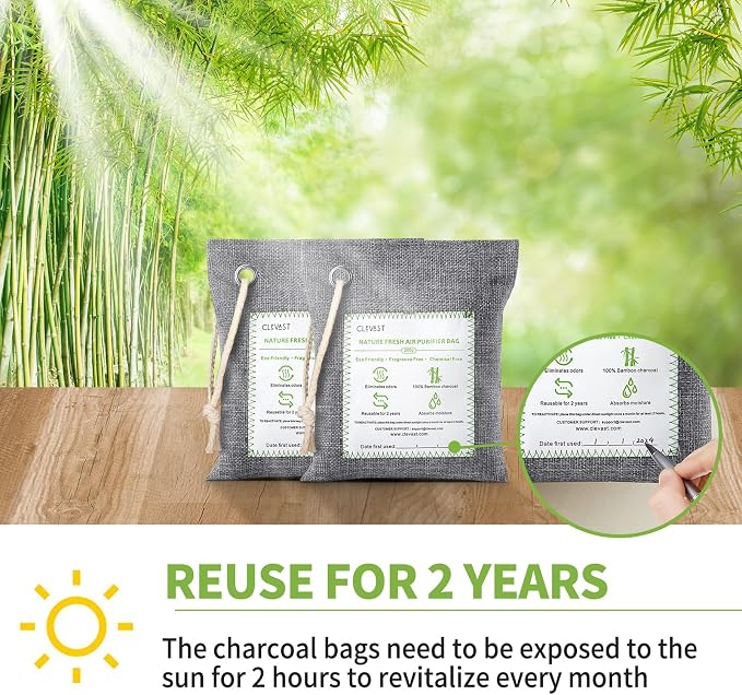 CLEVAST Bamboo Charcoal Air Purifying Bags, Removes Odors and Moisture - Image 4