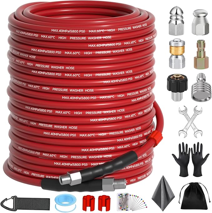 Sewer Jetter Kit 150FT for Pressure Washer, 5800 PSI Drain Cleaner Hose 1/4 by Unknown