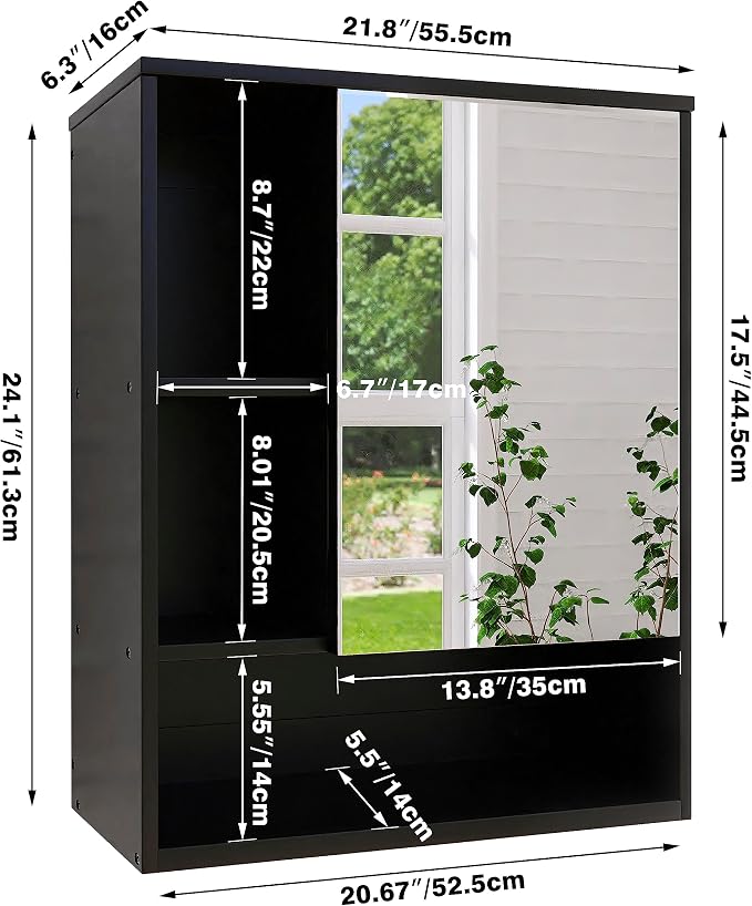 SMIBUY Bathroom Mirror Cabinet Wall Mounted, Bamboo Space Saver Medicine Cabinet - Image 3