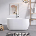 SJ STAR&JANE 47" Solid Surface Freestanding Bathtub Modern Stone Resin Oval by SJSTARJANE