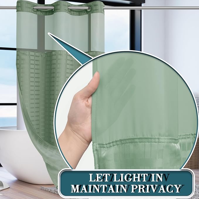 Conbo Mio Stall No Hook Sage Green Shower Curtain - Image 2