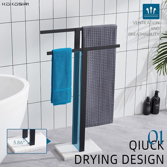 KOKOSIRI Bathroom Towel Racks 2-Tier Standing Towel Bars - Image 3