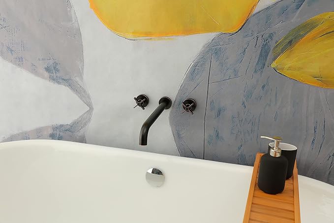 Wall Mount Tub Filler, Two Cross Handle Bathtub Faucet, Extra Long Spout Reach - Image 2