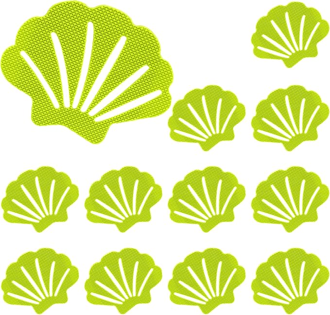 12 Pcs Non Slip Bathtub Stickers Green Adhesive Decals Sea Shell Shape Shower - Image 8