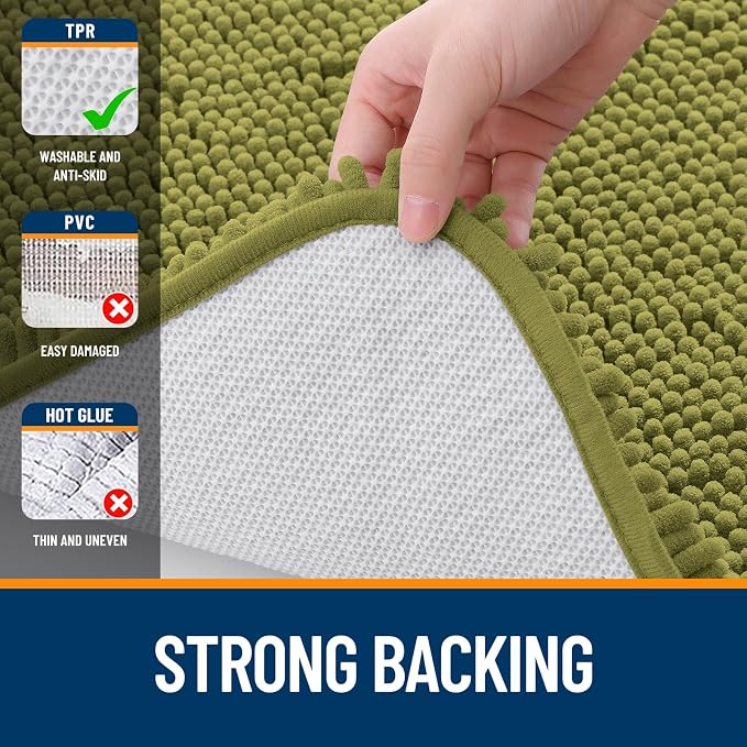 OLANLY Bathroom Rugs 44x24, Extra Soft Absorbent Chenille Bath Rugs, Rubber - Image 6