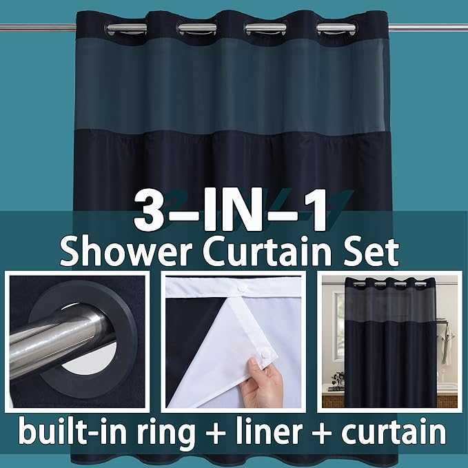 Conbo Mio Extra Long No Hook Shower Curtain - Image 3