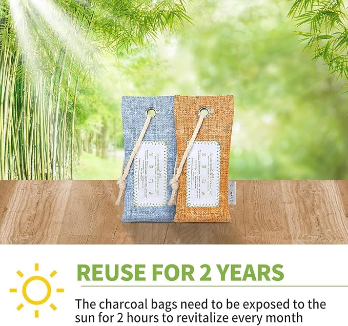 CLEVAST 6 Pack Bamboo Charcoal Air Purifying Bags, Activated Natural Home Odor - Image 4