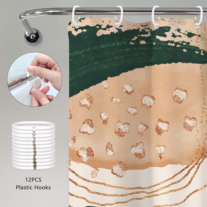 Boho Shower Curtain 72Wx78H Modern Abstract Tropical Green Leaves Plant Palm - Image 5
